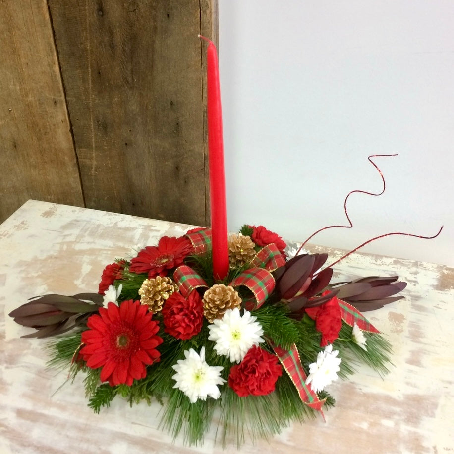Christmas Joy ~ Single Candle Centerpiece