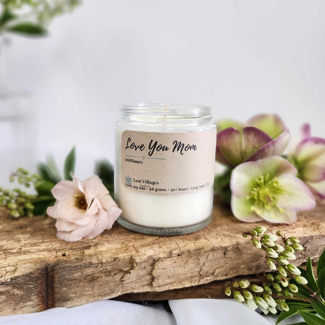 Candle - Love you Mom ~ Wildflowers