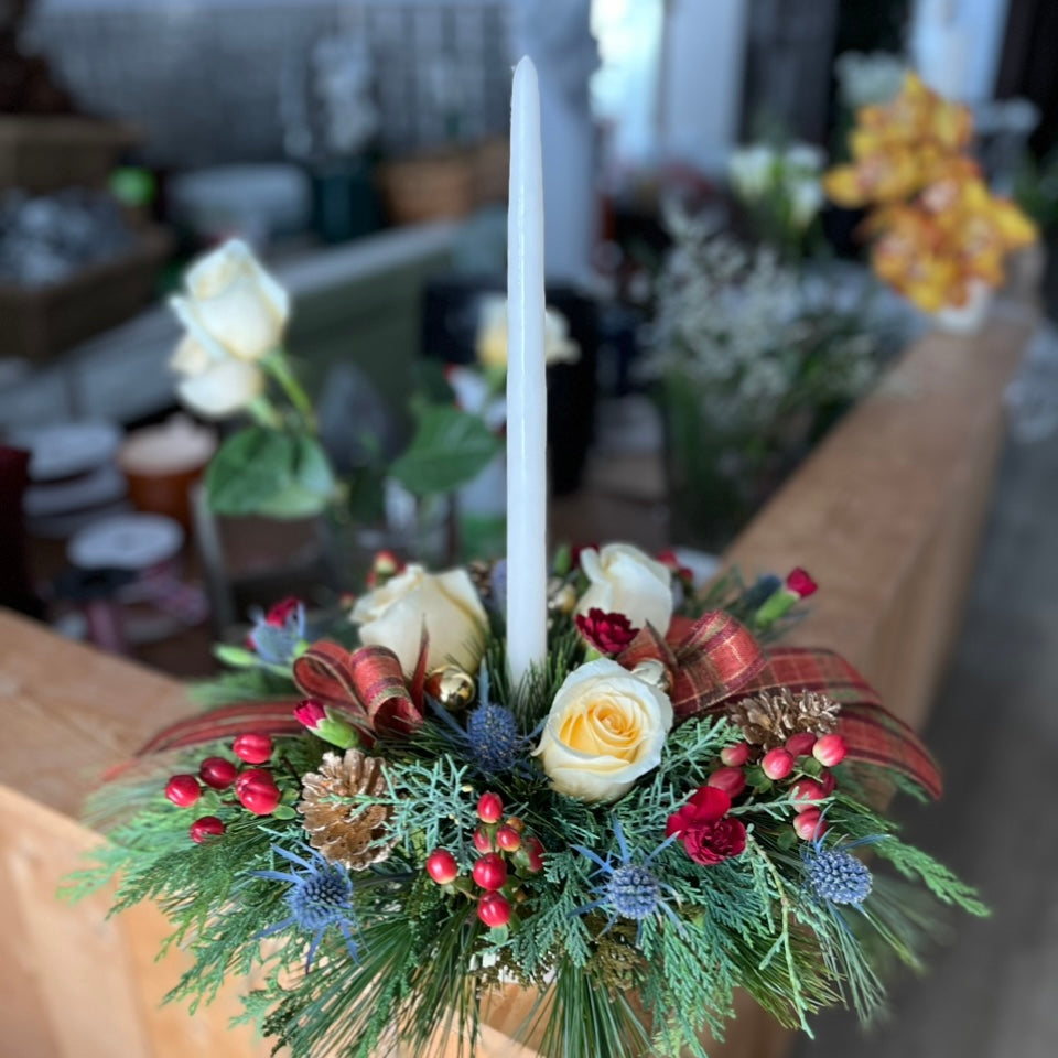 Christmas Joy ~ Single Candle Centerpiece