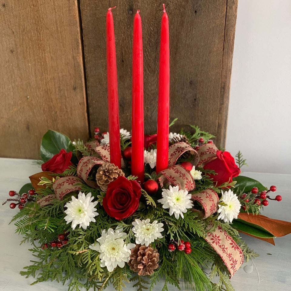 Christmas Elegance ~ Triple Candle Centerpiece