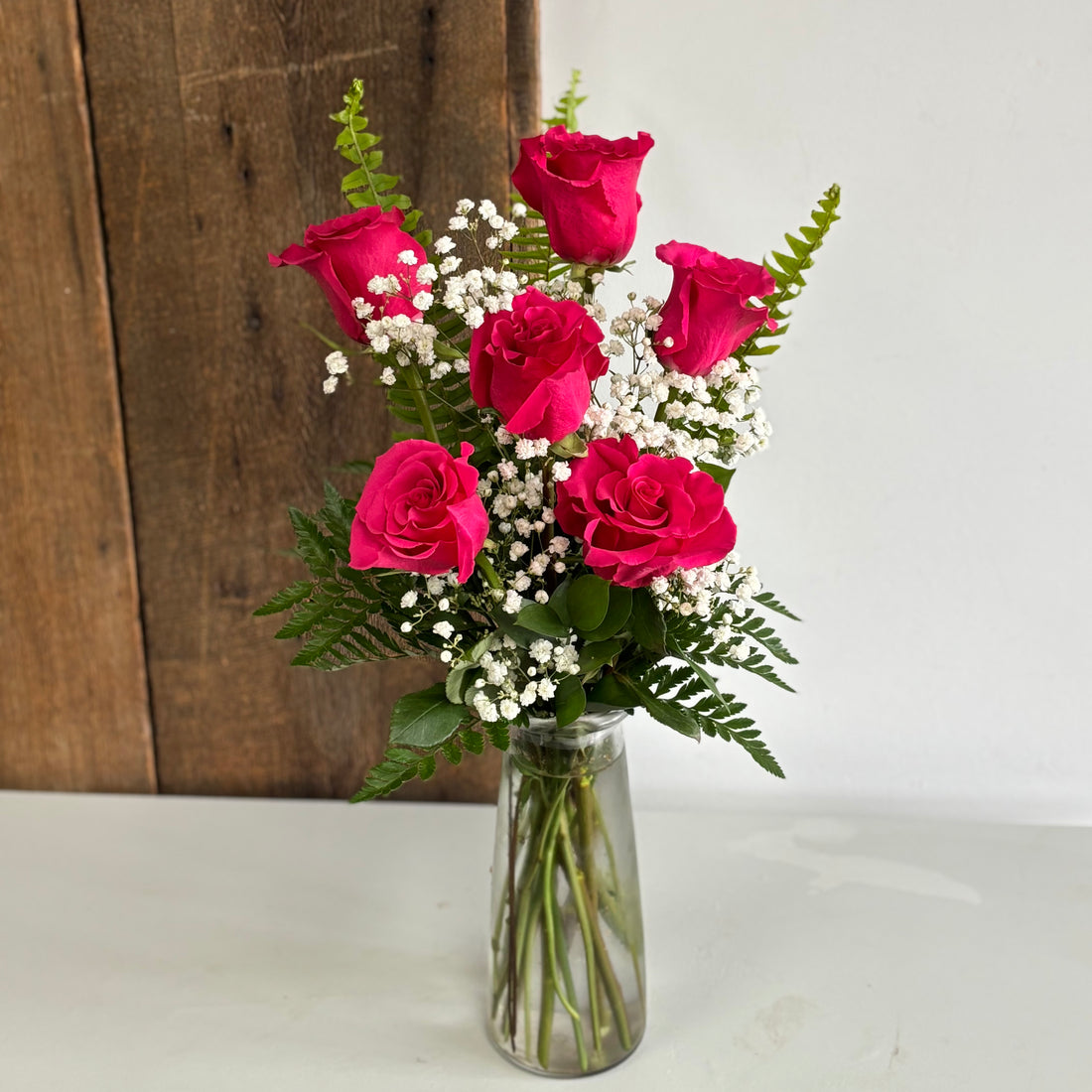 Half Dozen Roses in Vase