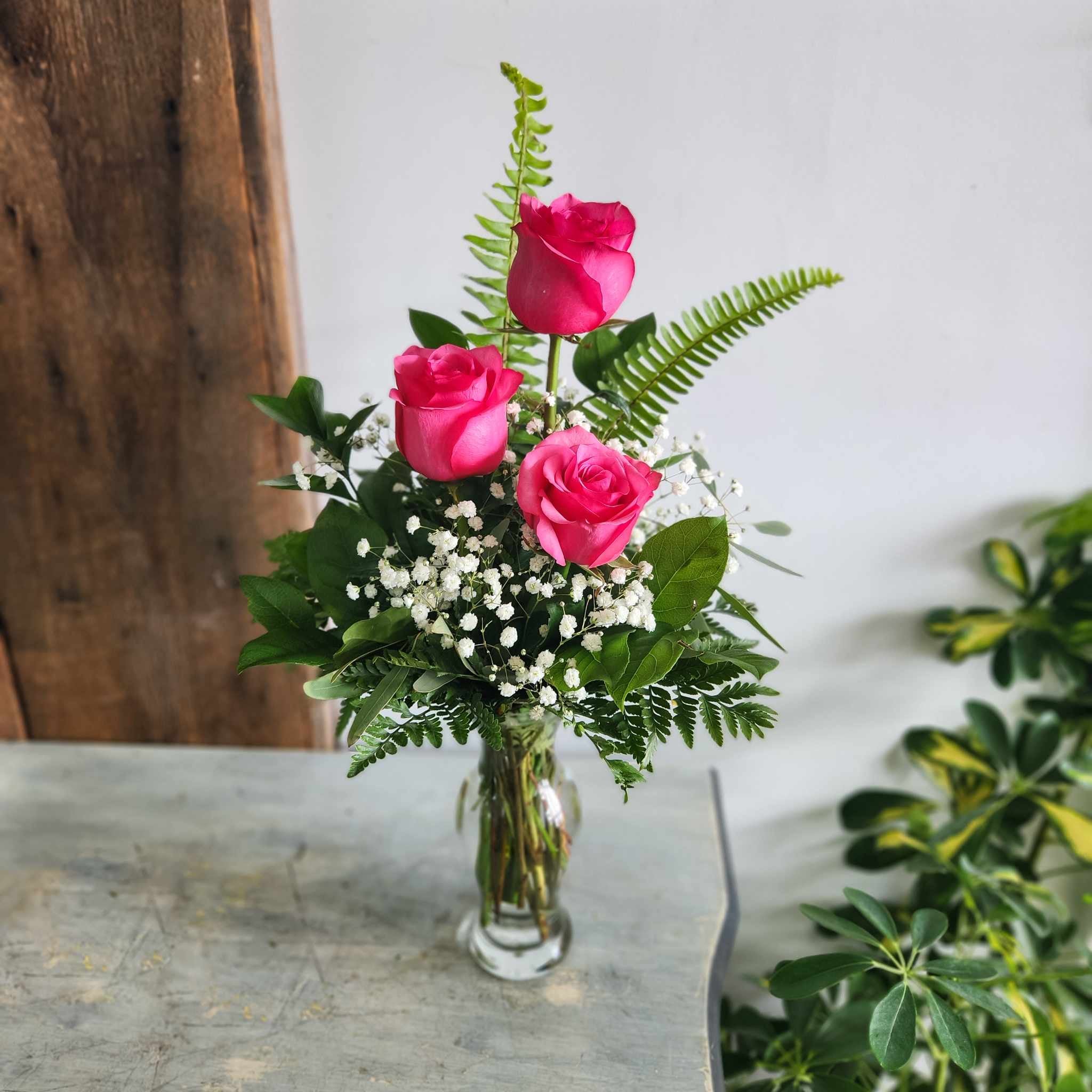 Three Roses in Vase
