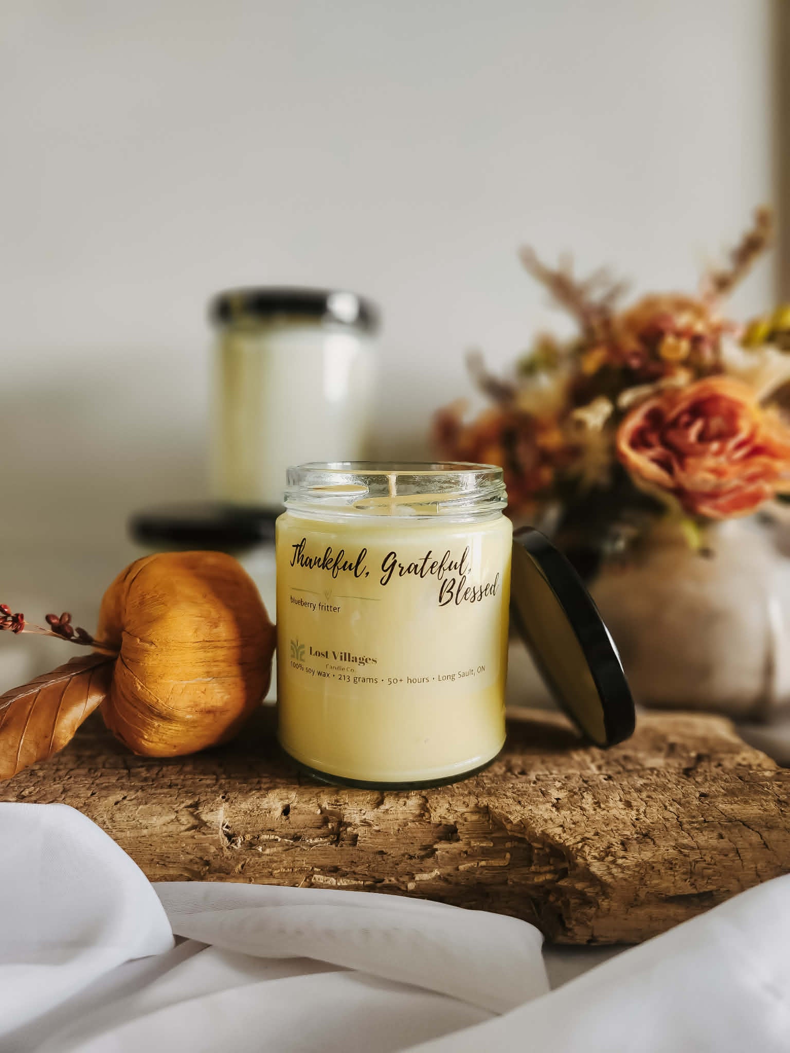 Candle - Thankful Grateful Blessed -Blueberry Fritter
