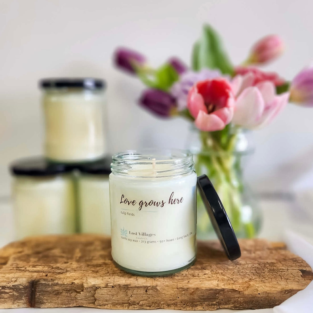 Candle - Love Grows Here ~ Tulips