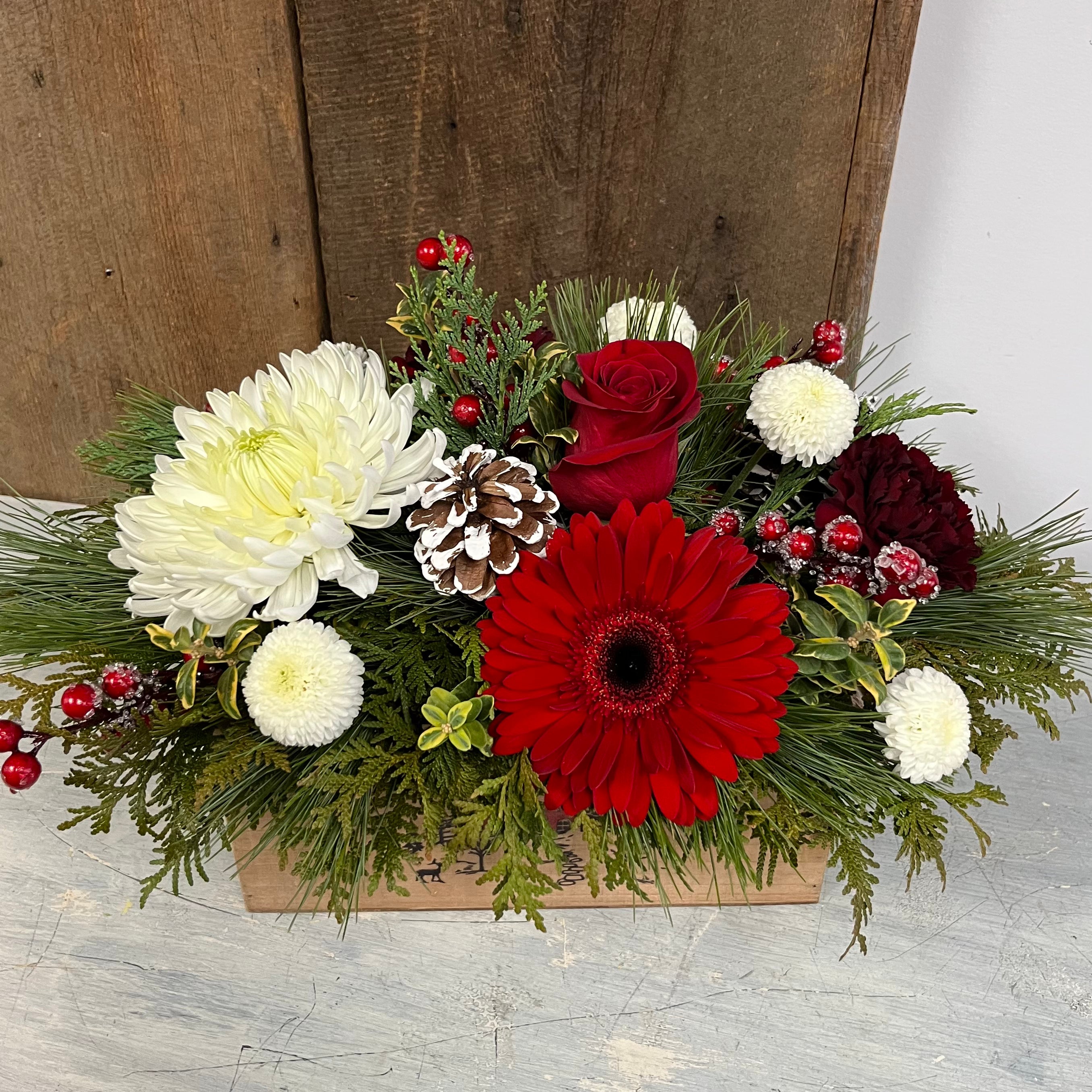Floral Winter Box Centrepiece (Small Box)