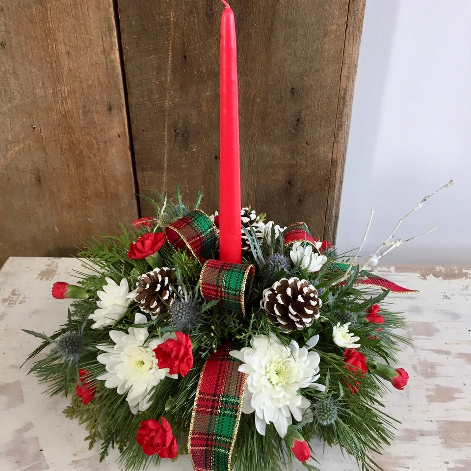 Christmas Joy ~ Single Candle Centerpiece