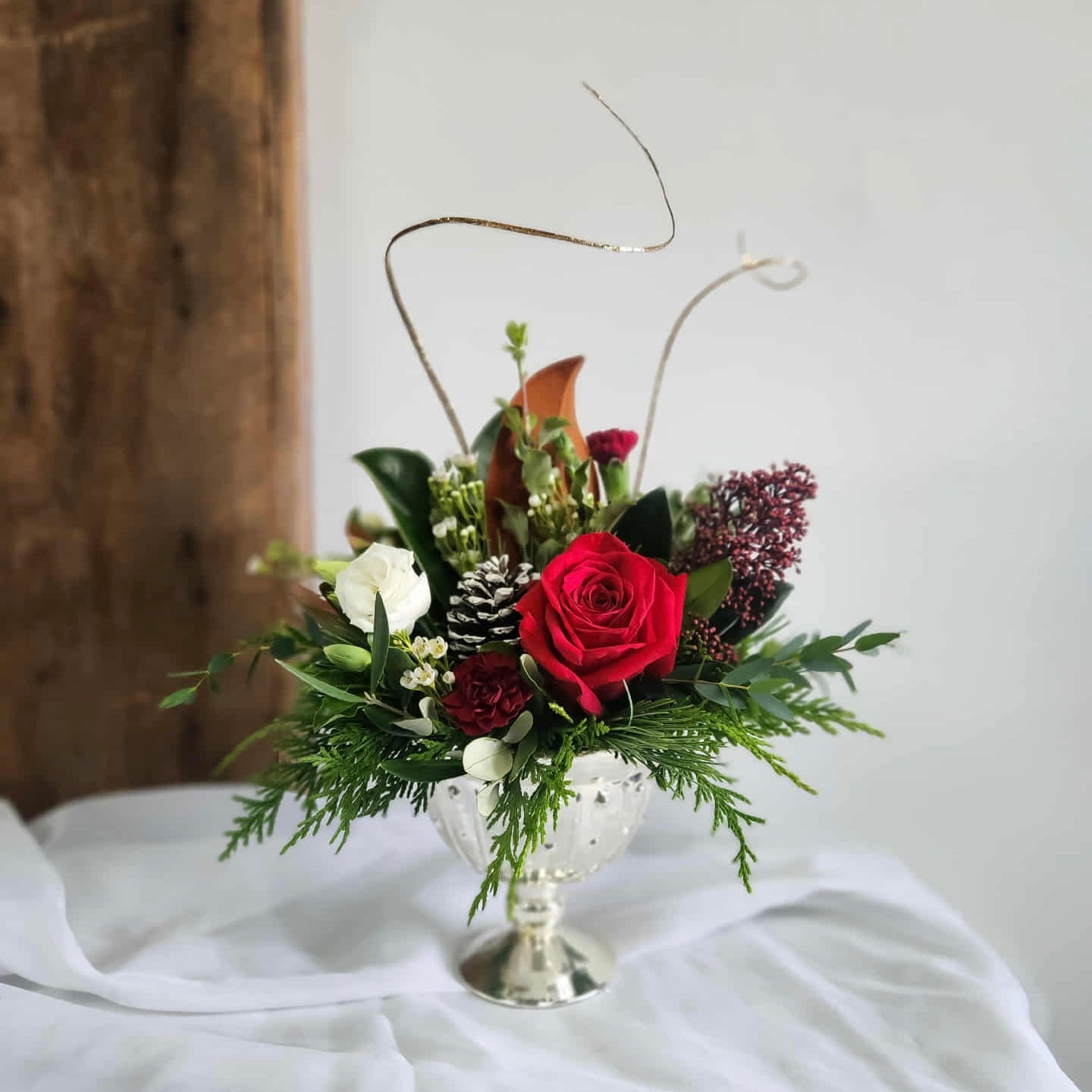 Elegant Christmas Pedestal Centerpiece