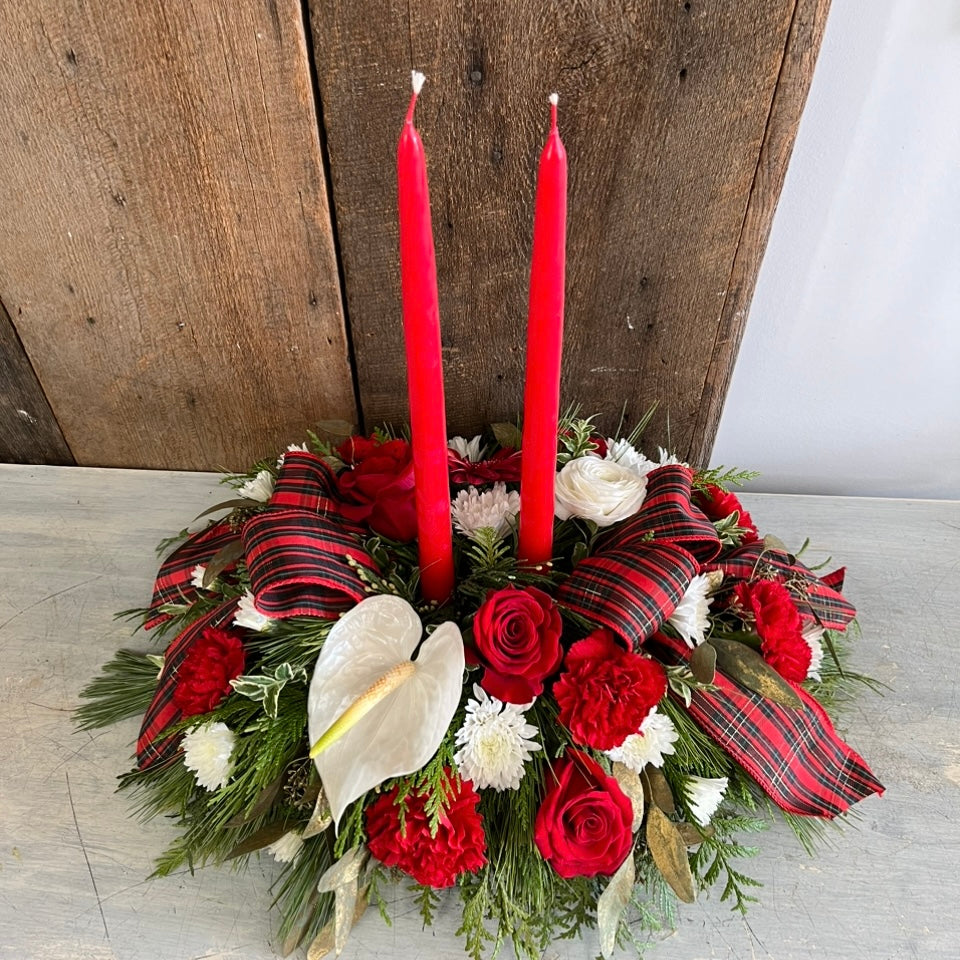 Christmas Classic ~ Double Candle Centerpiece