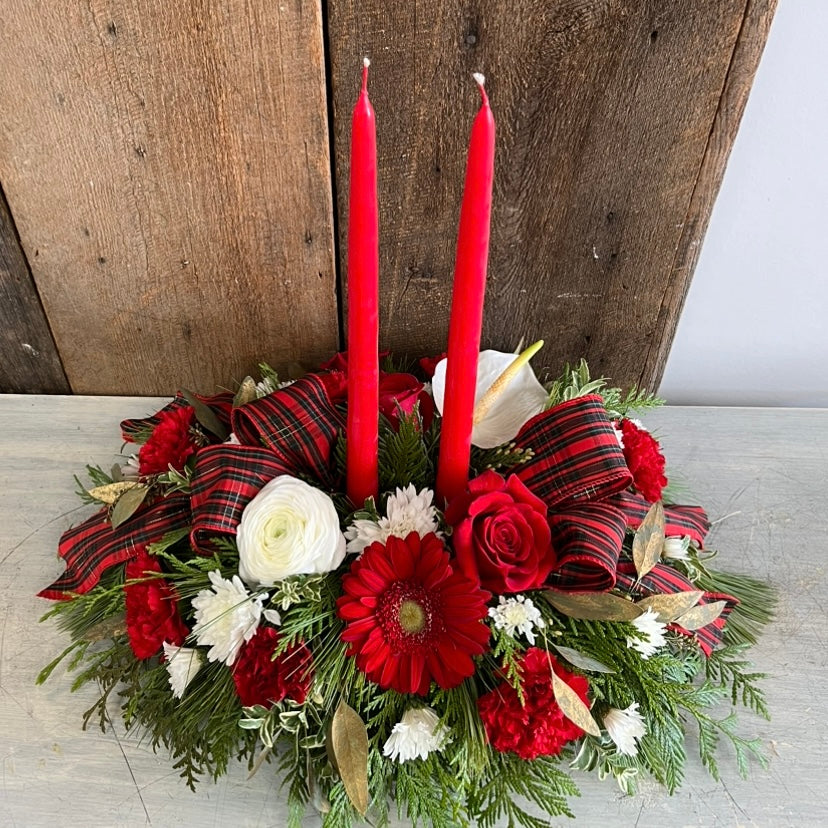 Christmas Classic ~ Double Candle Centerpiece