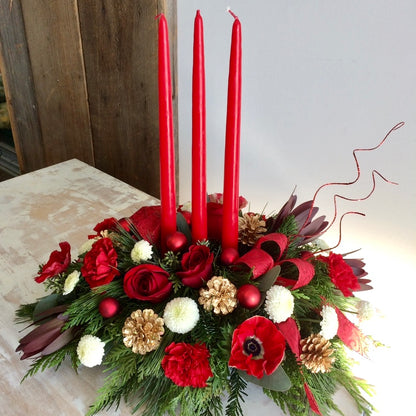 Christmas Elegance ~ Triple Candle Centerpiece
