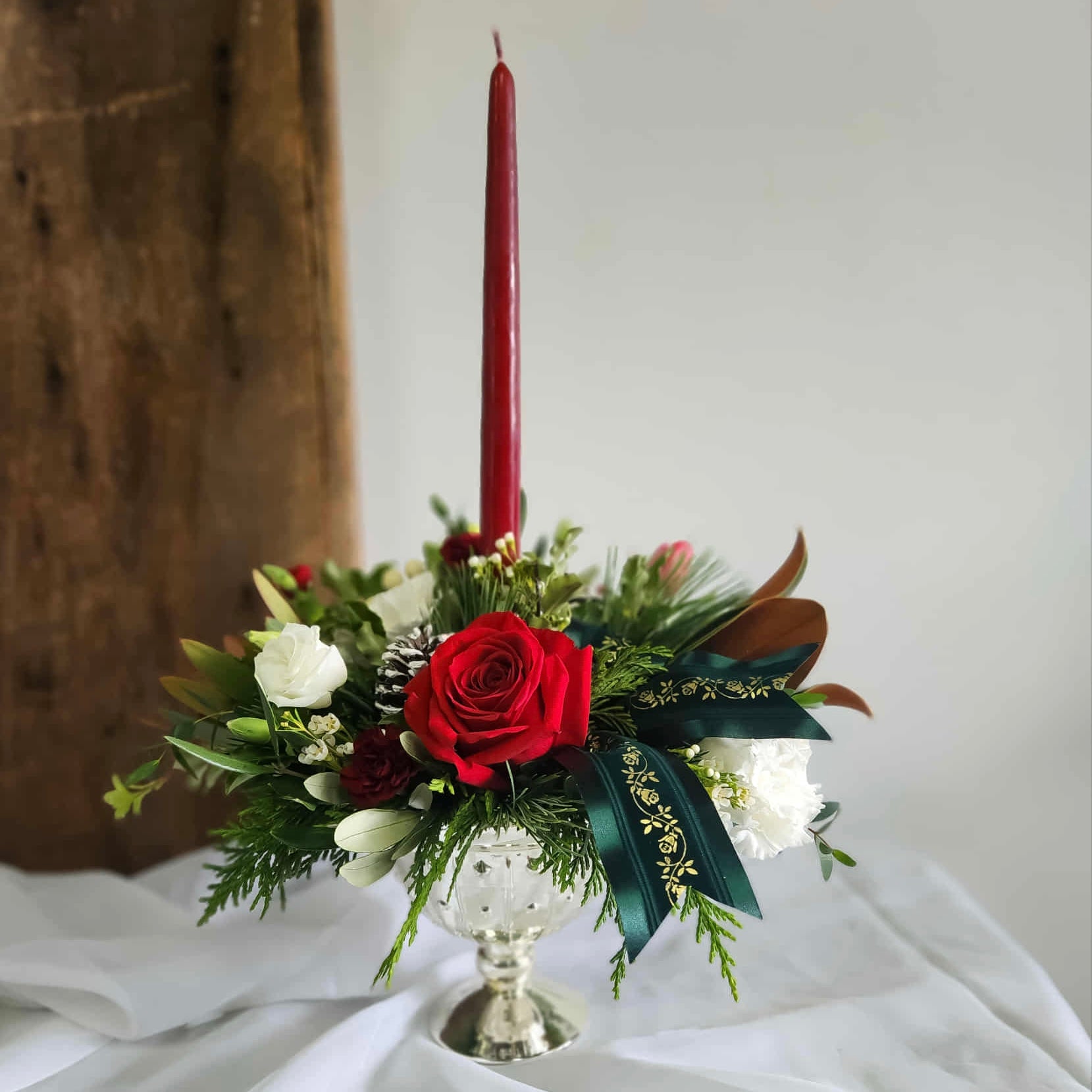 Elegant Christmas Pedestal Centerpiece