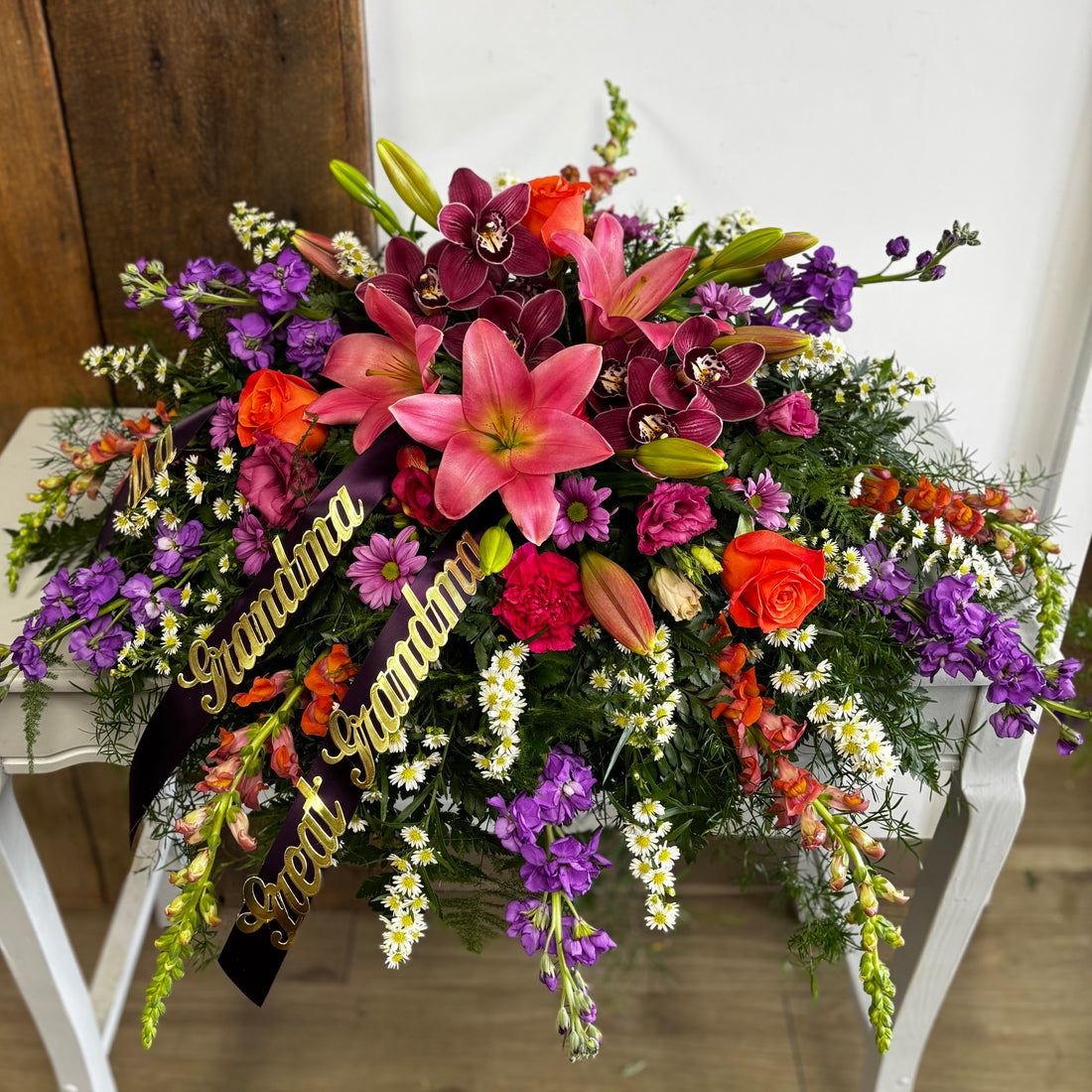 Cascading Casket Spray  (for display on an open casket)