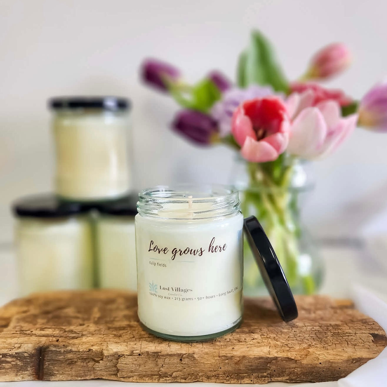 Candle - Love Grows Here ~ Tulips