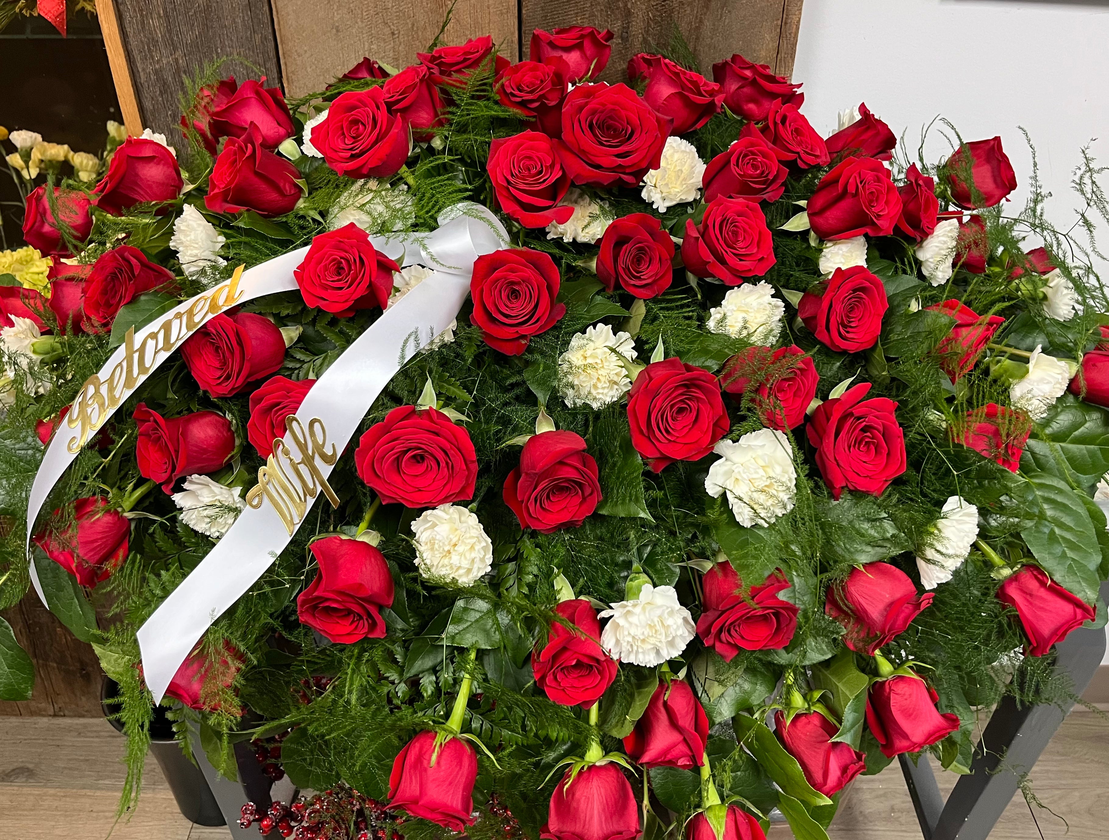 Rose Casket Spray Standard Size (for display on an open casket)