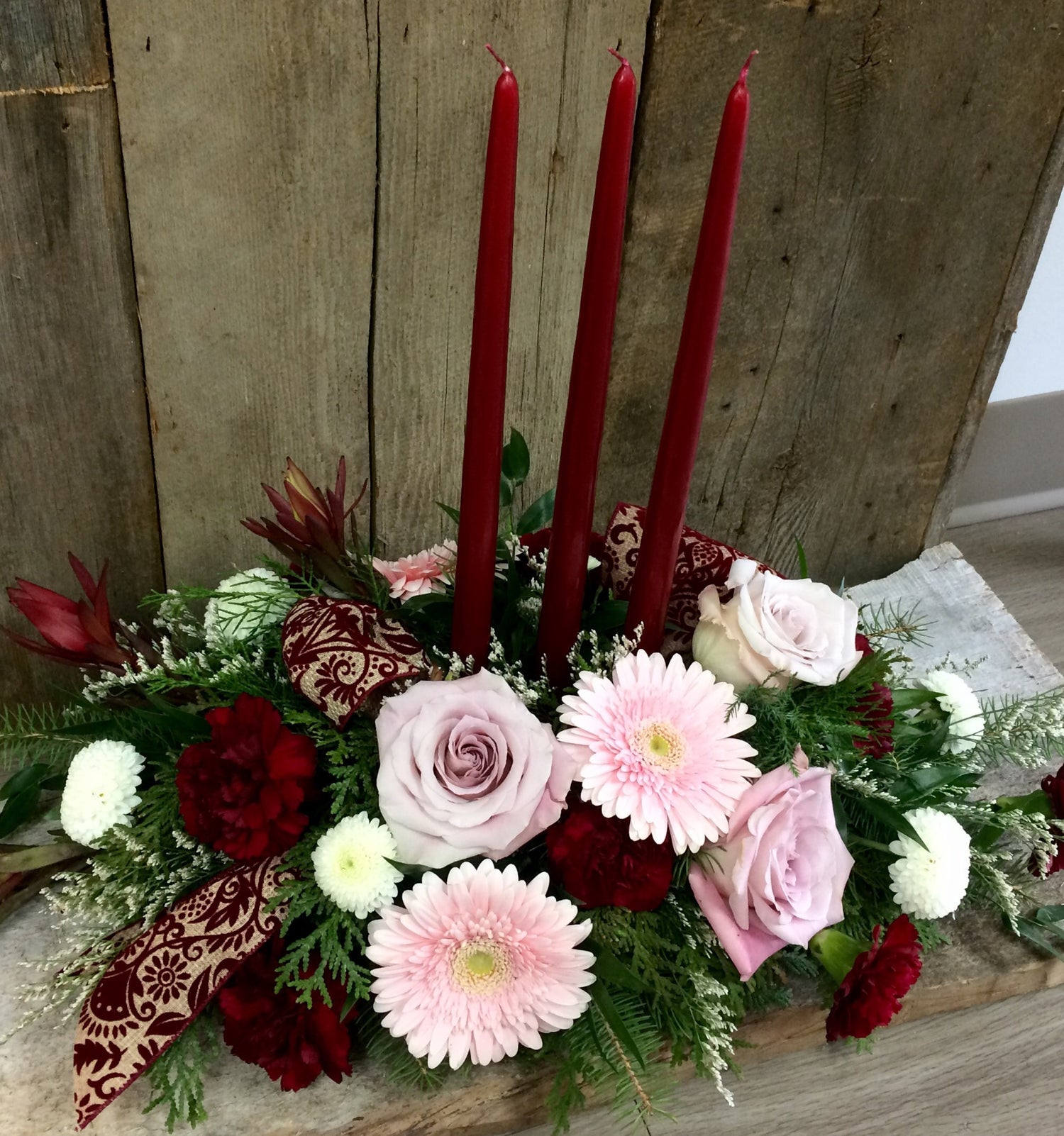 Christmas Elegance ~ Triple Candle Centerpiece