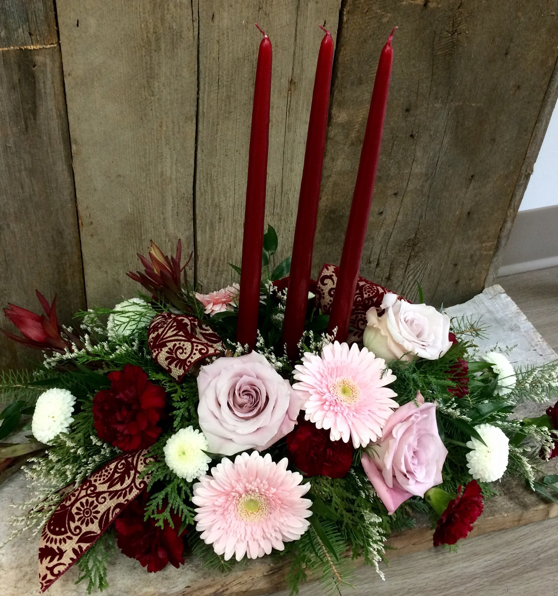 Christmas Elegance ~ Triple Candle Centerpiece