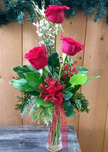 Three Roses in Vase