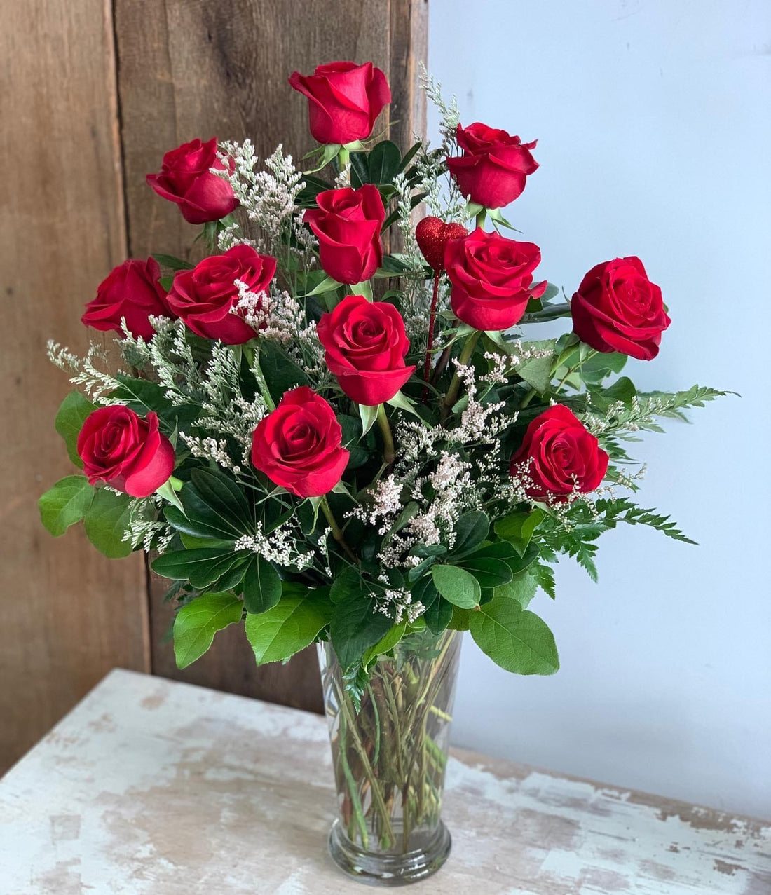 Dozen Roses in Vase