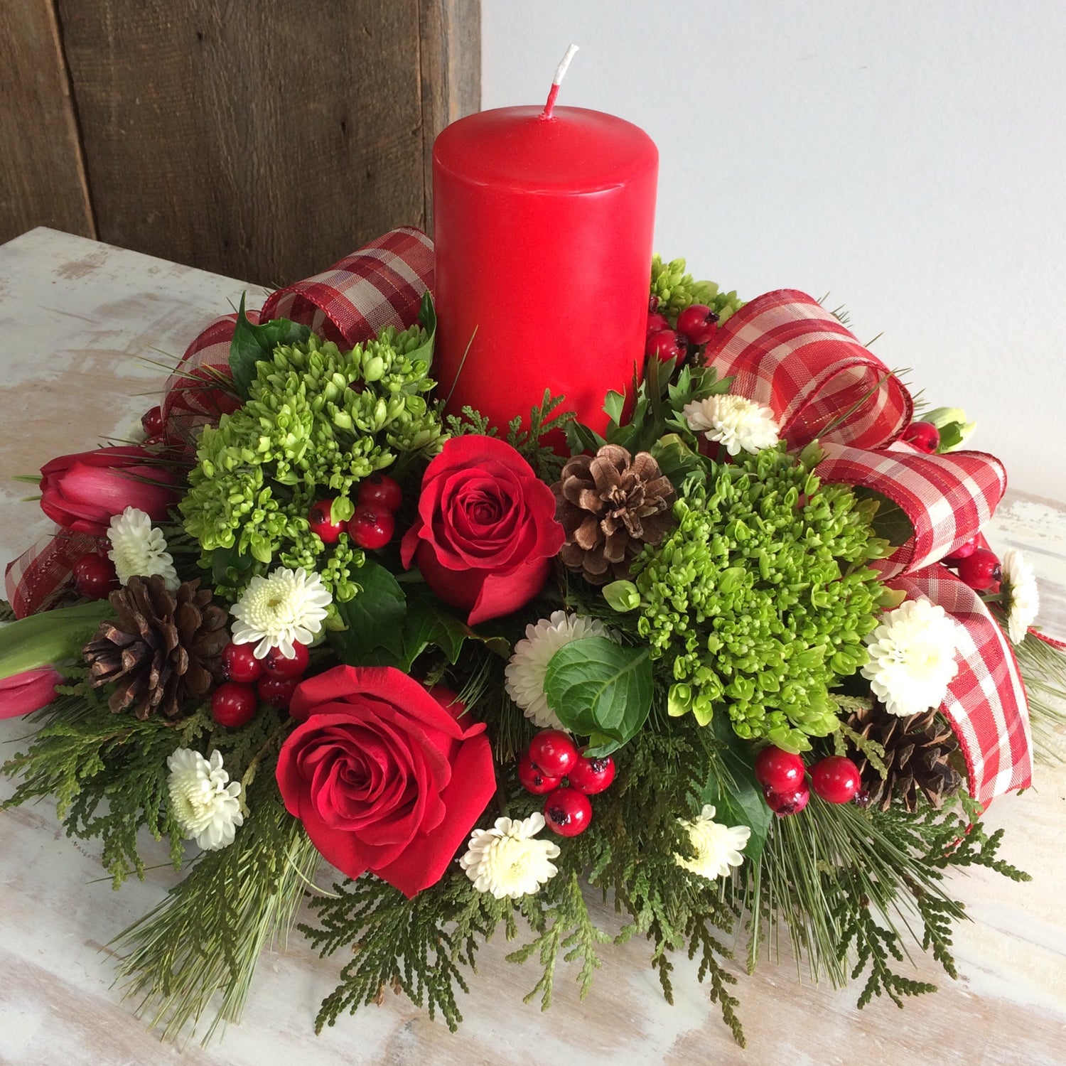 Holiday Delight ~ Pillar Candle Centerpiece