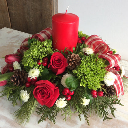Holiday Delight ~ Pillar Candle Centerpiece