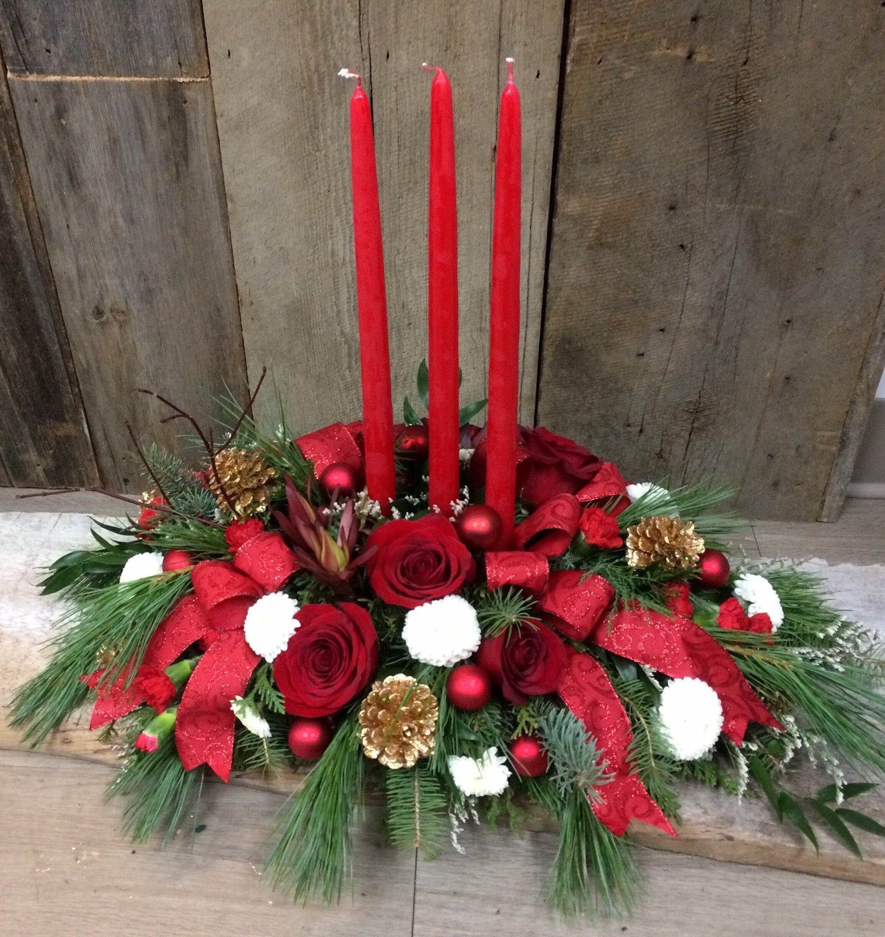 Christmas Elegance ~ Triple Candle Centerpiece