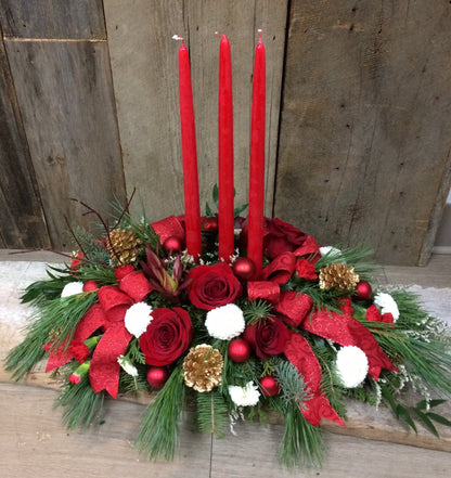 Christmas Elegance ~ Triple Candle Centerpiece