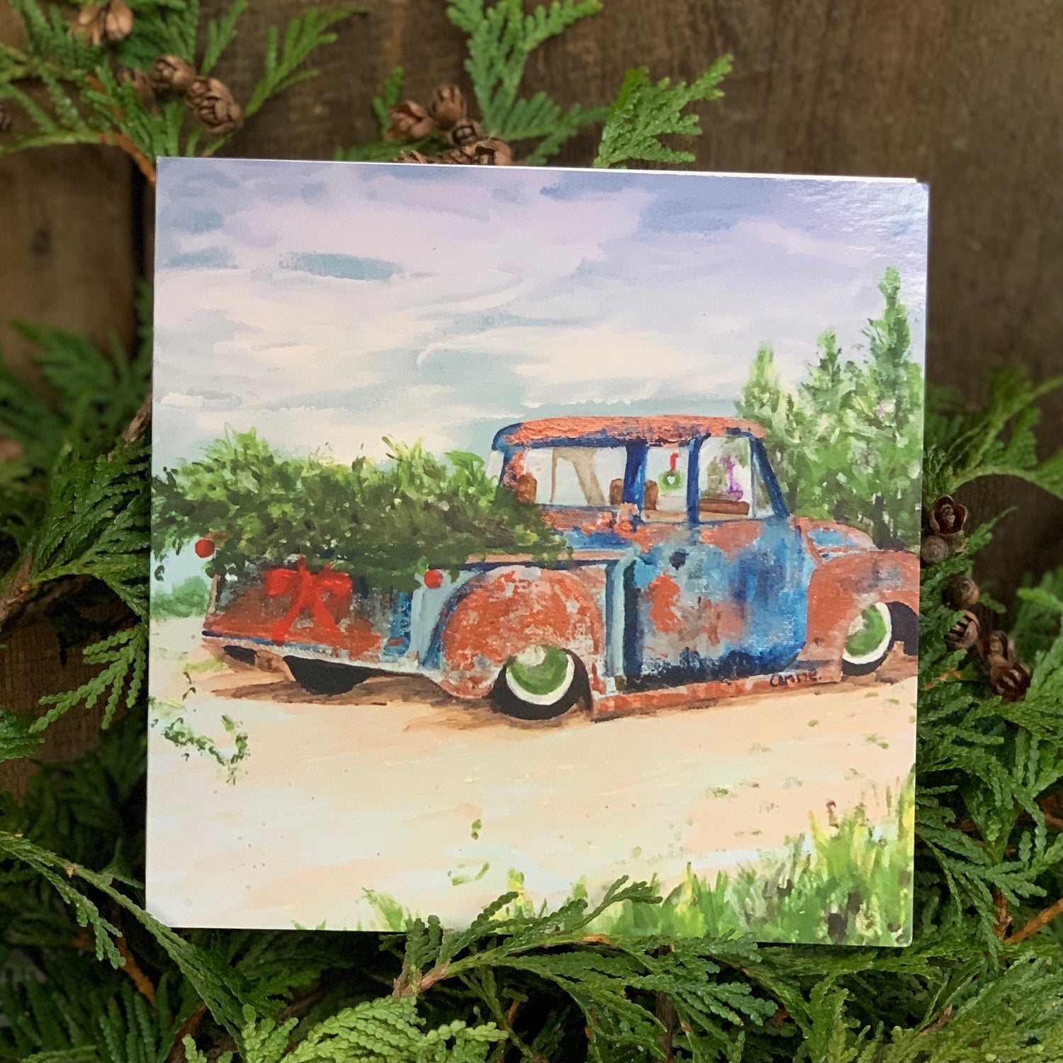 Christmas Card ~ Rusted Blue Truck