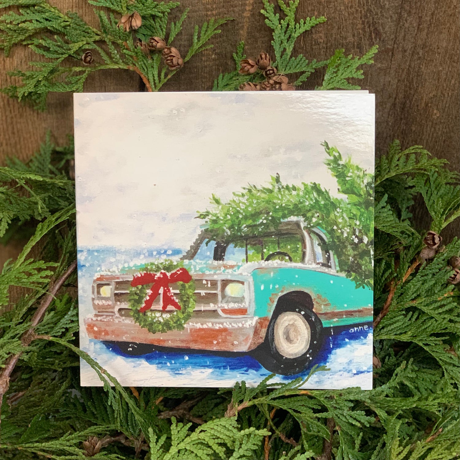 Christmas Card ~ Turquoise Truck